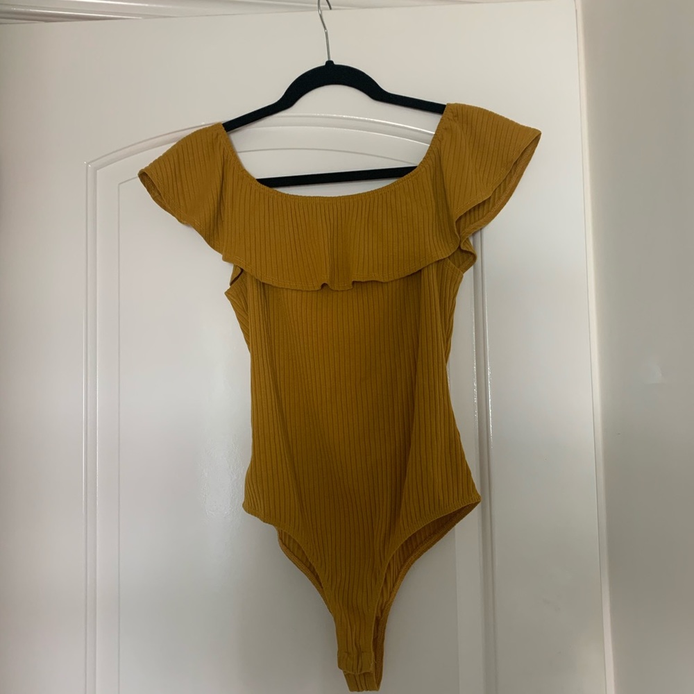 Pacsun Yellow Off the Shoulder Bodysuit